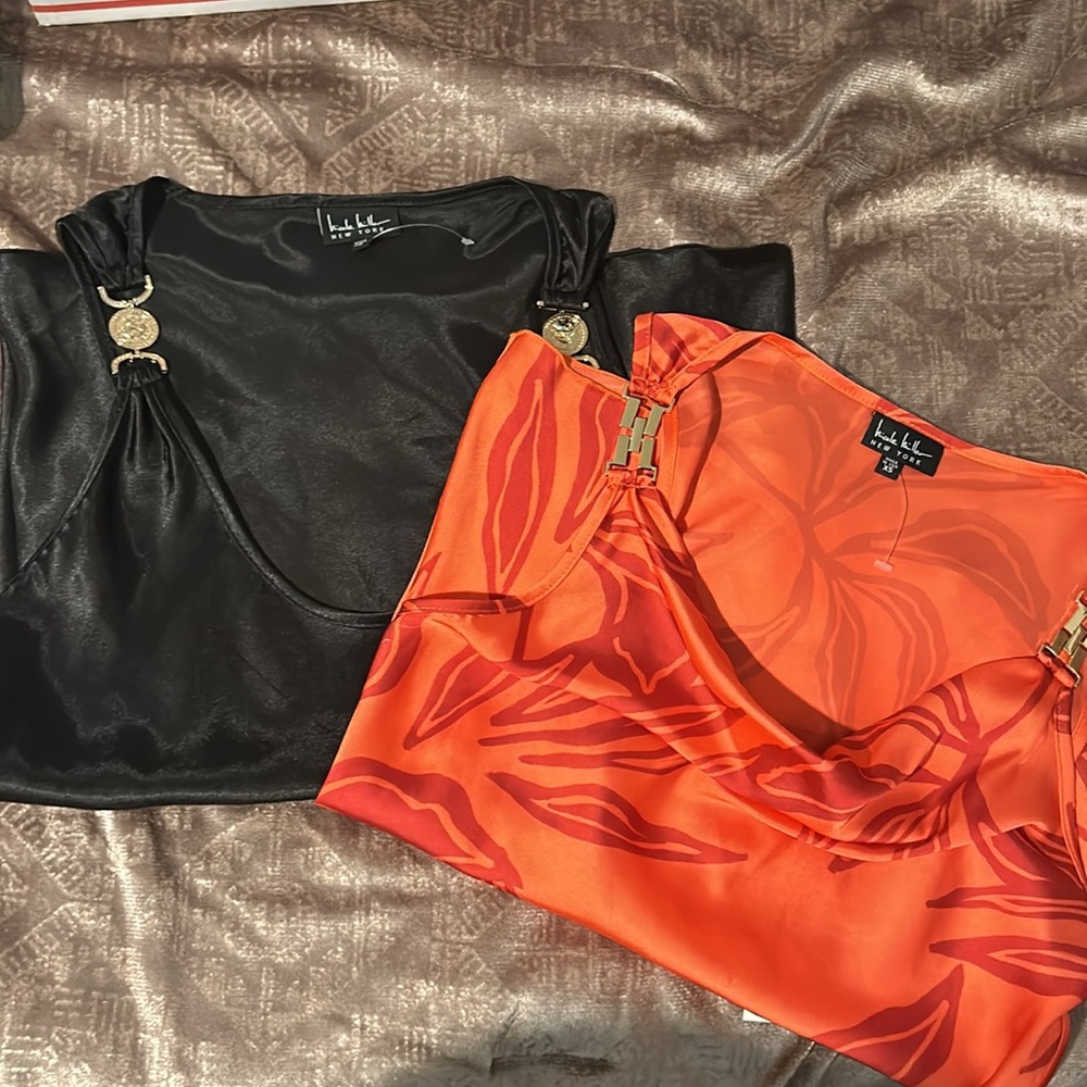 Nicole Miller Women's Blouse Bundle- 2 Tops XS/S